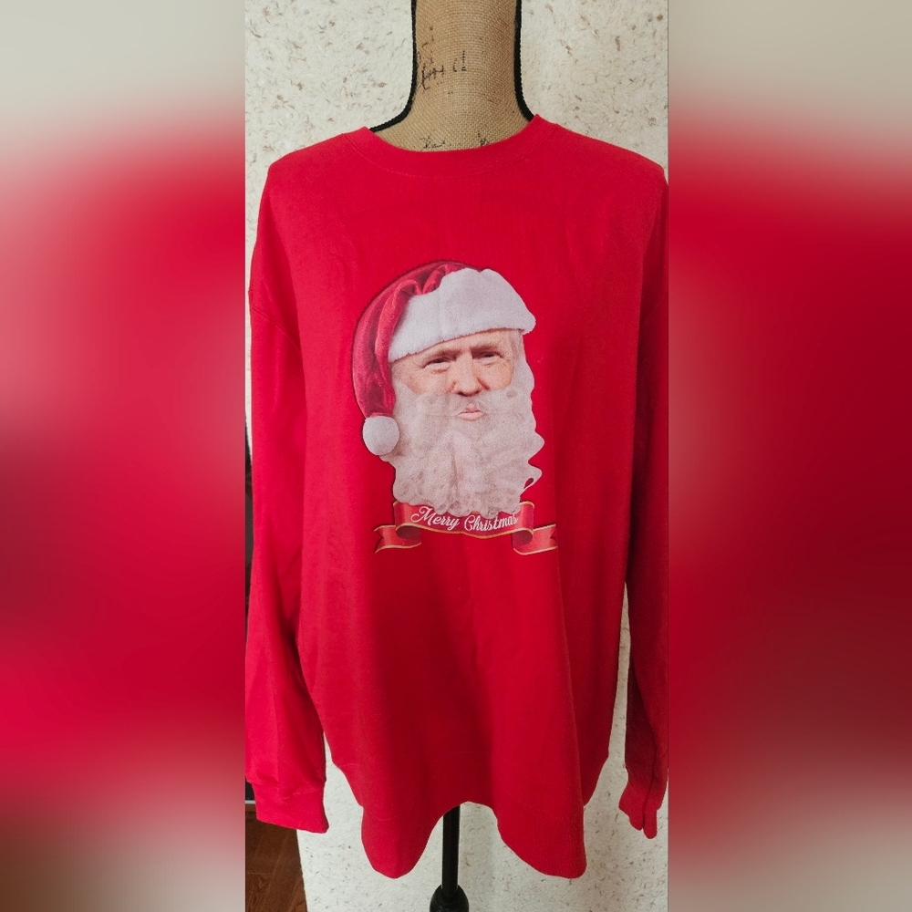 Brand New Christmas Sweater Pullover With Trump Face. Excellent Present. XL.